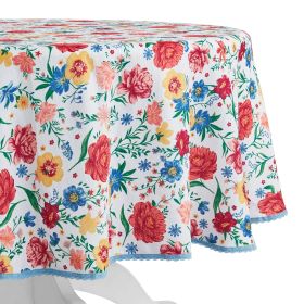 Flowering Frontier Fabric Tablecloth, Multicolor, 70" Round