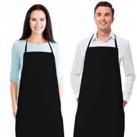 2 Pack Black Aprons for Adults Commercial Chef Apron Kitchen Aprons for Men and Women without Pockets Sublimation Aprons Plain Bib Artist Aprons