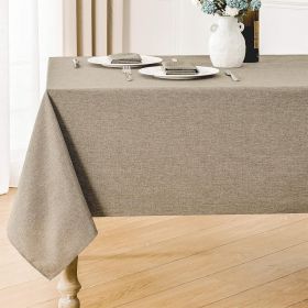 Rectangle Tablecloth Linen Textured Waterproof & Stain Resistant Table Cloth Wrinkle Free Decorative Fabric Farmhouse Table Cover for Dining/Part (Color: Mocha)